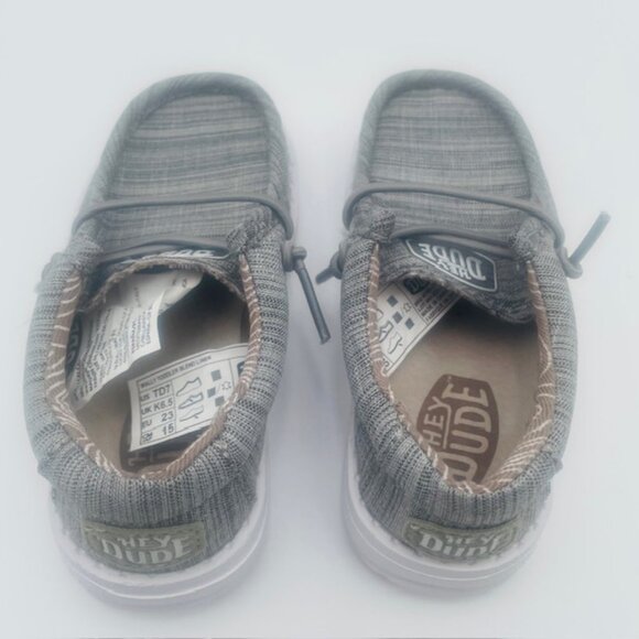 HEY DUDE Wally Toddler Casual Slip On Shoes Gray Linen Blend - Size 7 - Picture 6 of 10